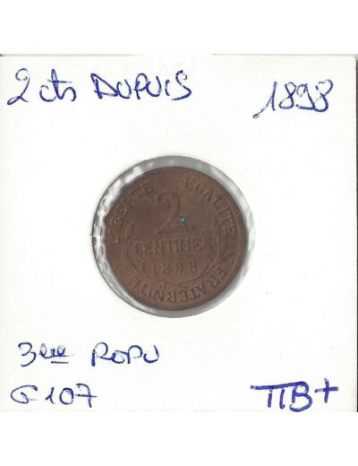 FRANCE 2 CENTIMES DUPUIS 1898 TTB+