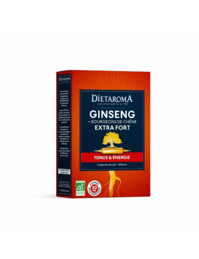 Ginseng extra fort et bourgeons de chêne-20 ampoules-Dietaroma