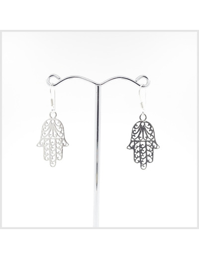 Boucles d'oreilles Main de Fatma en argent massif