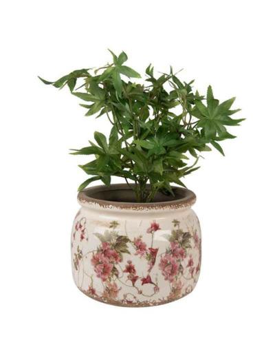 Pot de fleur rose céramique beige 15x20x20cm