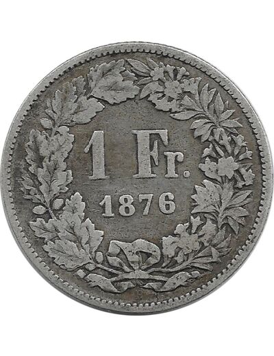 SUISSE 1 FRANC 1876 B TTB-