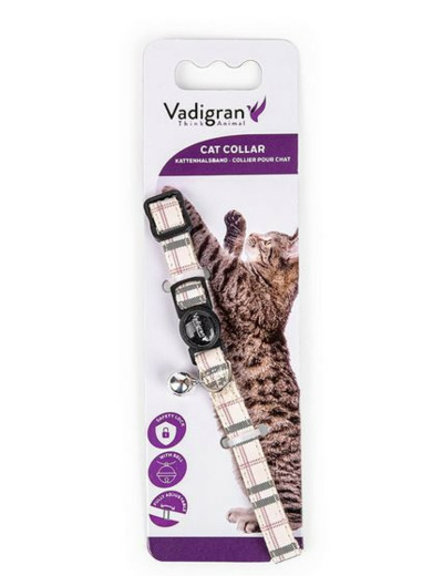 Collier "Ecossais" beige pour chat - 20/30cm