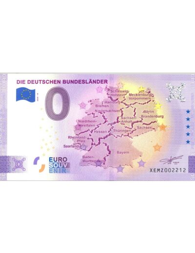 ALLEMAGNE 2020-19 DIE DEUTSCHEN BUNDESLANDER BILLET SOUVENIR 0 EURO