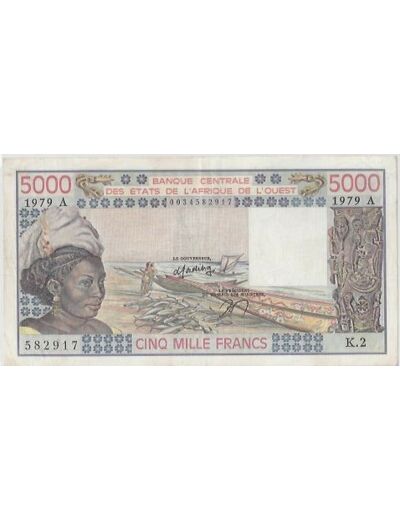 B.C.E.A.O (COTE D'IVOIRE ) 5000 FRANCS K.2 1979 TTB+