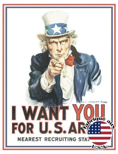 Plaque métal - I Want You For US Army - 31.5x40 cm - Décoration US