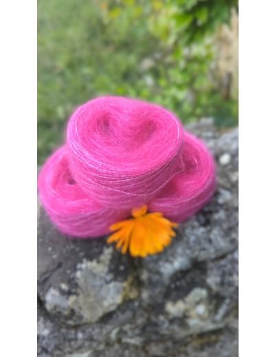 Pelote PLUME  (60% kid mohair 40% soie) - Rose Thyrien