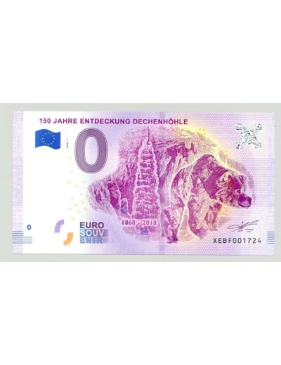 ALLEMAGNE 2018-1 150 JAHRE ENTDECKUNG DECHENHOHLE BILLET SOUVENIR 0 EURO
