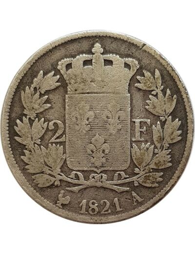 FRANCE 2 FRANCS LOUIS XVIII 1821 A (Paris) TB