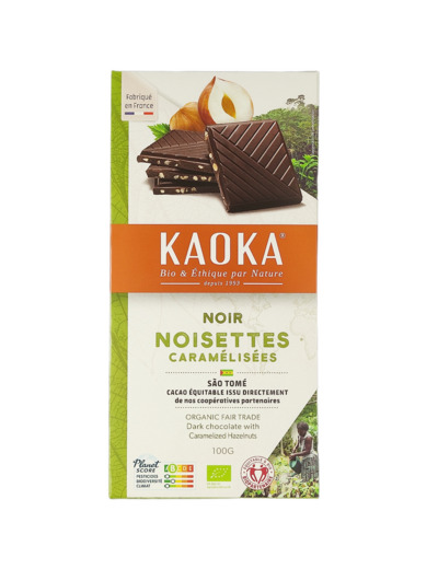 Tablette de Chocolat Noir Noisettes Caramélisées 100g Bio