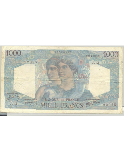 FRANCE 1000 FRANCS MINERVE ET HERCULE J.13 26-4-1945 TB+