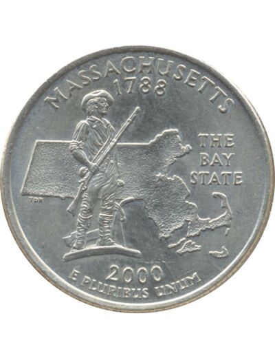 AMERIQUE ( U.S.A ) QUARTER DOLLAR (1/4 DOLLAR) 2000 D MASSACHUSSETTS TTB+