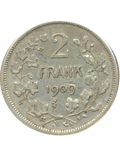 BELGIQUE 2 FRANK (2 FRANCS) 1909 FL TTB