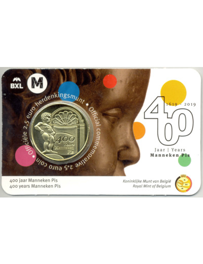 BELGIQUE 2019 2.50 EURO 400 ANS MANNEKEN PIS COINCARD VERSION FLAMANDE