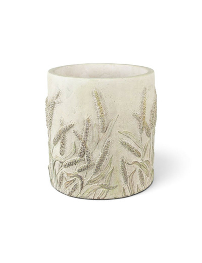 Pot de fleurs pierre tige de blé beige vert 13x13cm