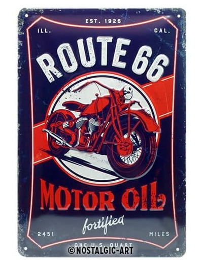 Nostalgic-Art 22315 - Plaque Vintage, Route 66 Motor Oil - 20 x 30 cm