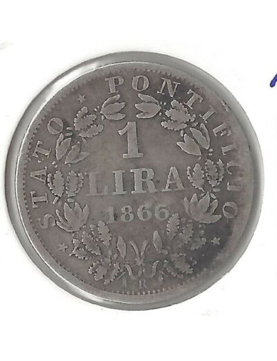 VATICAN 1 LIRA 1866 R XXI Petit buste TB+