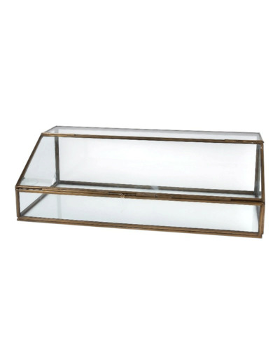 Vitrine verre laiton doré 16x50x26cm