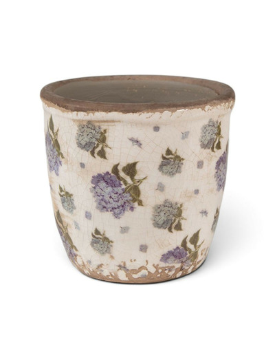 Pot de fleurs intérieur céramique beige bleu 11x11x10cm