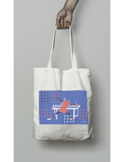 Tote bag ou sac Tennis de table  "Ping pong en violet"