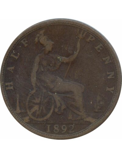 GRANDE BRETAGNE 1/2 PENNY VICTORIA 1891 TTB