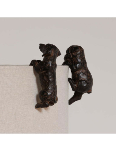 Ensemble 2 suspensions chiens résine 9x6x5cm