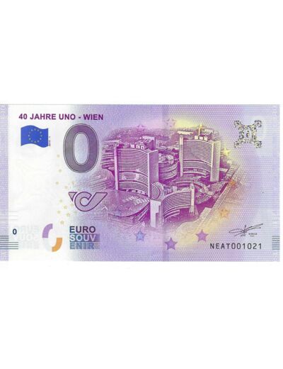 AUTRICHE 2019-1 40 JAHRE UNO-WIEN BILLET SOUVENIR 0 EURO TOURISTIQUE NEUF