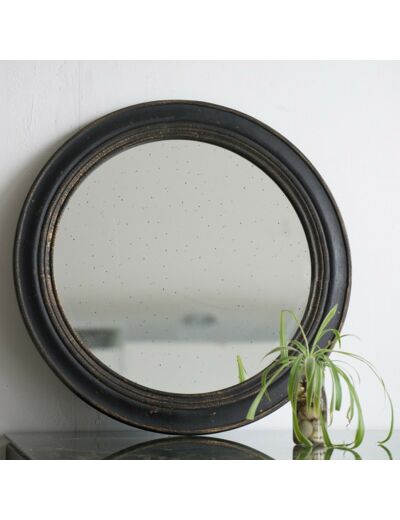 Miroir rond noir vintage 60x60x2cm