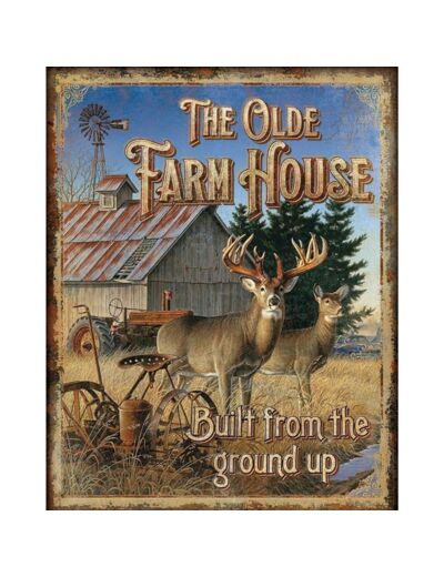 Plaque métal The Olde Farm House, 30 x 40 cm.