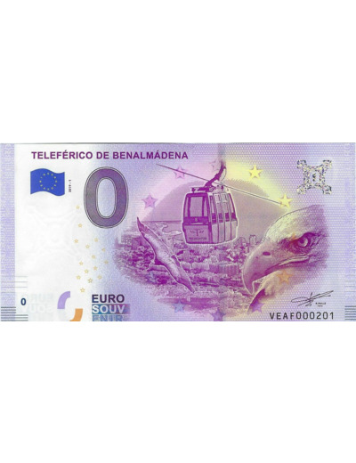 ESPAGNE 2019-1 TELEFERICO DE BENALMADENA BILLET SOUVENIR 0 EURO TOURISTIQUE NEUF