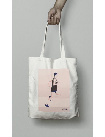 Tote bag ou sac de course "Un homme qui court" athlétisme