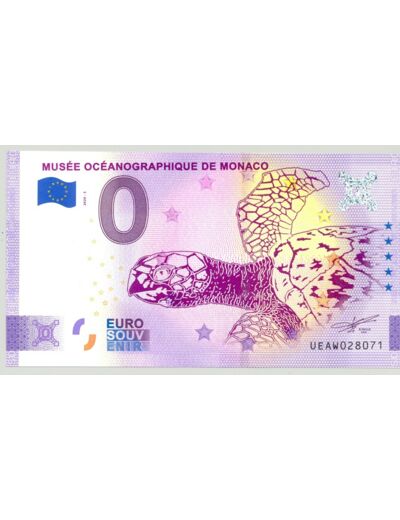 98 MONACO 2020-3 MUSEE OCEANOGRAPHIQUE (ANNIVERSAIRE) BILLET SOUVENIR 0 EURO