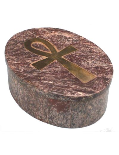 Boîte ovale en pierre à savon symbole Ankh