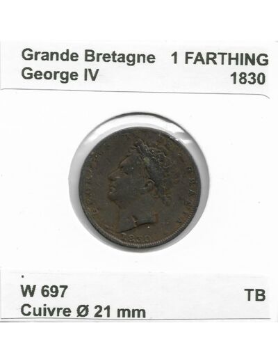 GRANDE BRETAGNE 1 FARTHING GEORGES IV 1830 TB