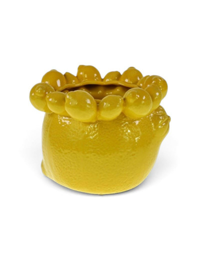 Cache-pot citron céramique jaune 24x24x19cm