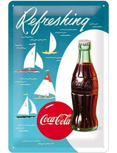 Nostalgic-Art 22226 - Coca-Cola Plaque rétro en tôle Motif voiliers 20 x 30 cm