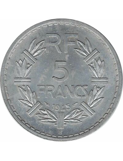 FRANCE 5 FRANCS LAVRILLIER Aluminium 1945 B TTB+ N1