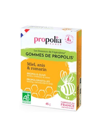 Gommes de Propolis bio Miel Anis Romarin Sachet de 45g