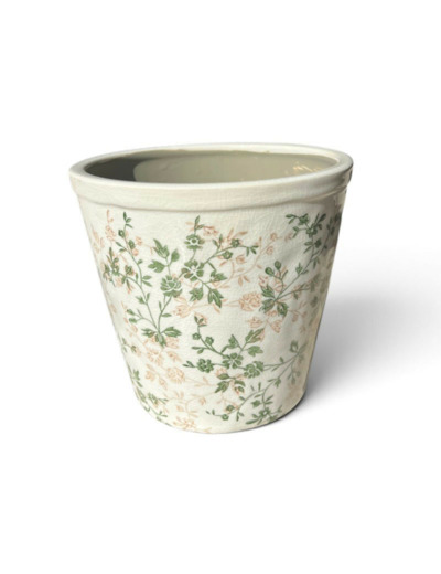 Pot de fleurs céramique vert beige 22x20cm