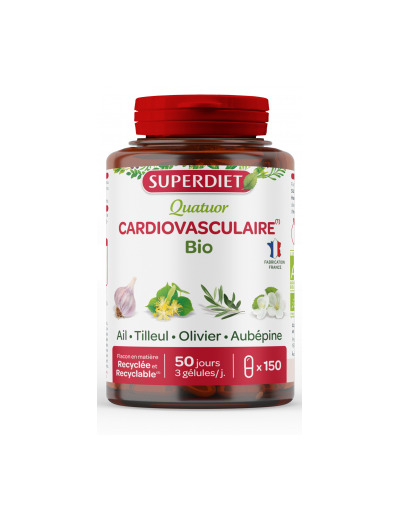 Quatuor cardiovasculaire Bio Ail Tilleul Olivier Aubépine 150 gélules