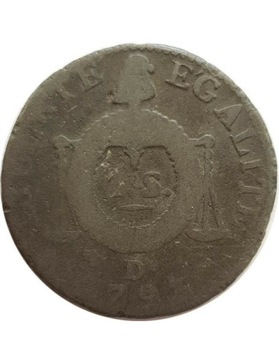 FRANCE 1 SOL AUX BALANCES 1793 D. (Dijon) 9gr97 B+