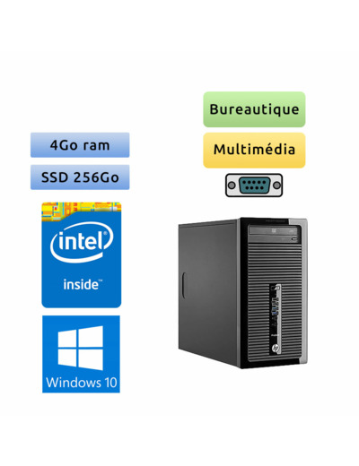 HP ProDesk 400 G2 MT - Windows 10 - G3250 4GB 256GB SSD - Ordinateur Tour PC
