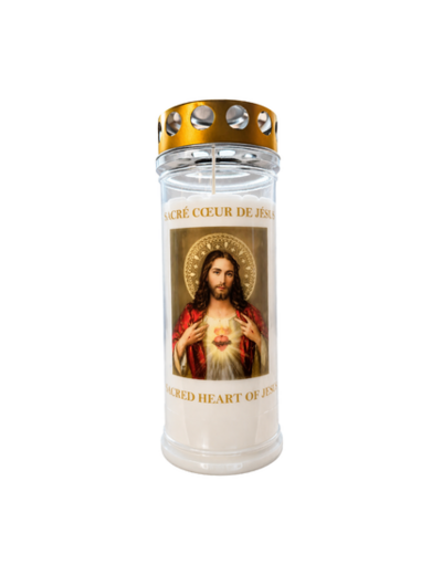 Bougie Funéraire 160 Heures Sacré Coeur de Jésus avec Prière