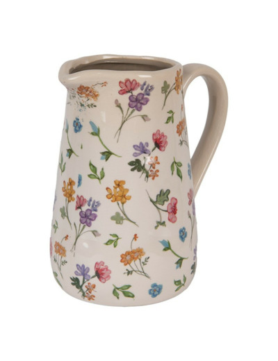 Pichet fleurs colorées céramique 21x15x23