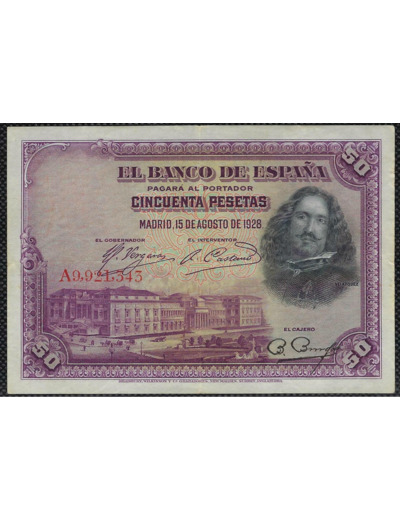 ESPAGNE 50 PESETAS 12 AOUT 1928 TTB (W75b)