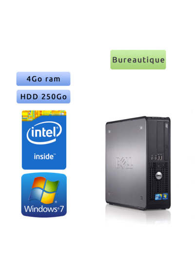 Dell Optiplex 780 SFF - Windows 7 - C2Q 4GB 250GB - Ordinateur Tour Bureautique PC