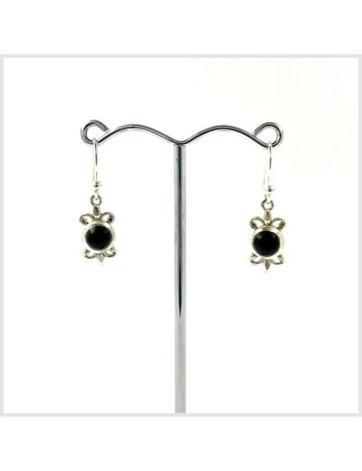 Boucles d'oreilles Onyx et Argent Massif