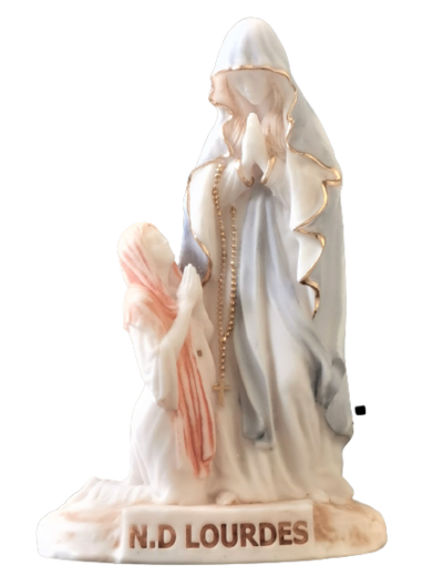 ND de Lourdes et Bernadette - Statue en Albaster 19cm - Couleur