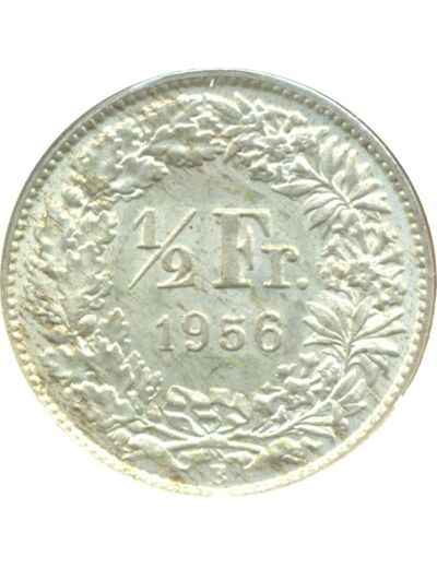 SUISSE 1/2 FRANC 1956 B TTB+