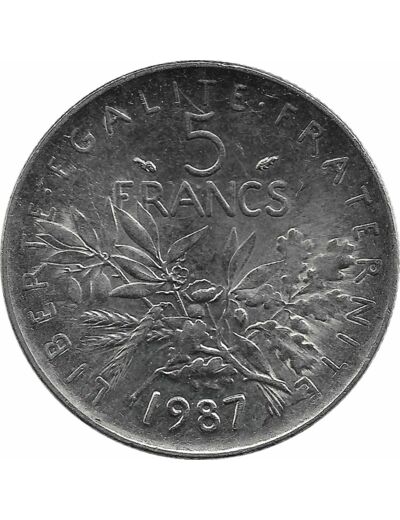 FRANCE 5 FRANCS ROTY 1987 SUP