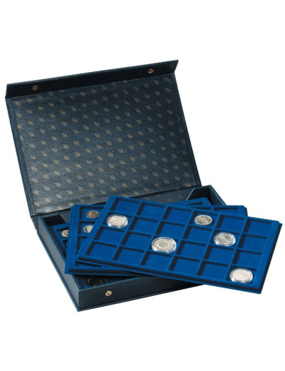 COFFRET NUMISMATIQUE L 4 PLATEAUX INCLUS BLEU 330921